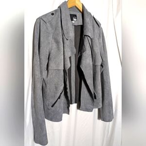 Women's Kut from‎ the Kloth Jacee Draped Gray Faux Suede Moto Jacket | Size XL